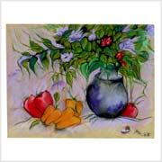 Früchte und Blumen, Pastell 54 x 62 cm